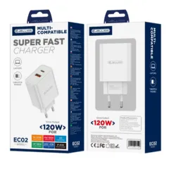 Incarcator retea EC02 PD 120W 1x USB-C + 1x USB QC3.0